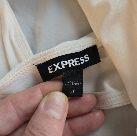 Express Ivory XS Cross Back Wide Leg Jumpsuit - fully lined - Picture 3 of 14